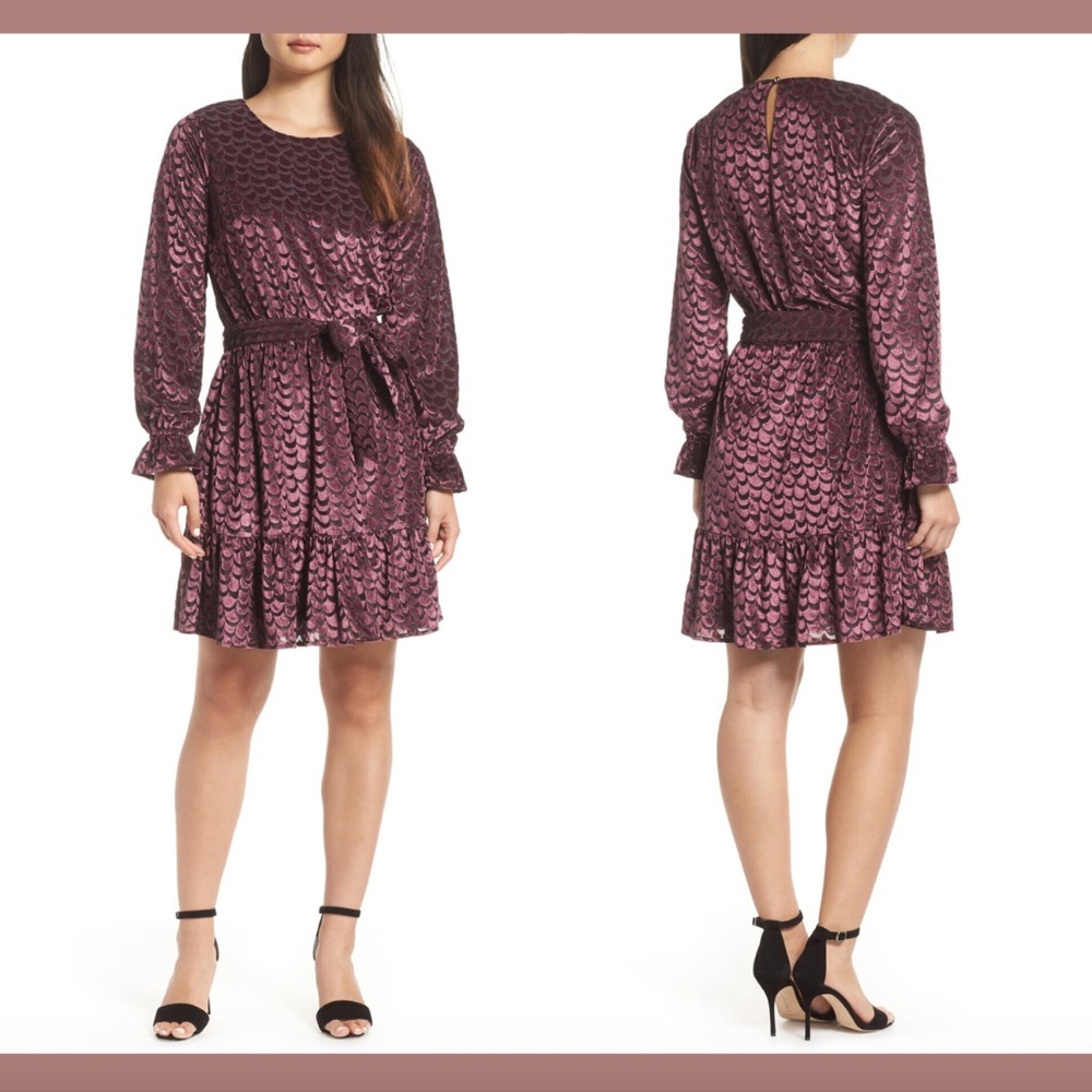 NEW MICHAEL Michael Kors Velvet Tie Waist Dress
